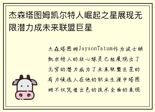 杰森塔图姆凯尔特人崛起之星展现无限潜力成未来联盟巨星